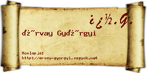 Árvay Györgyi névjegykártya