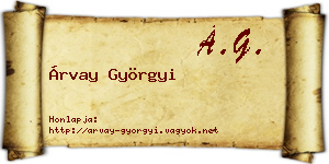 Árvay Györgyi névjegykártya